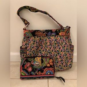Vera Bradley Shoulder Bag with Matching Wallet in Beautiful Condition